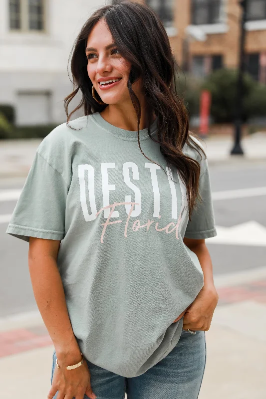 Women's Comfortable Lounge Attire Sage Destin Florida Script Tee