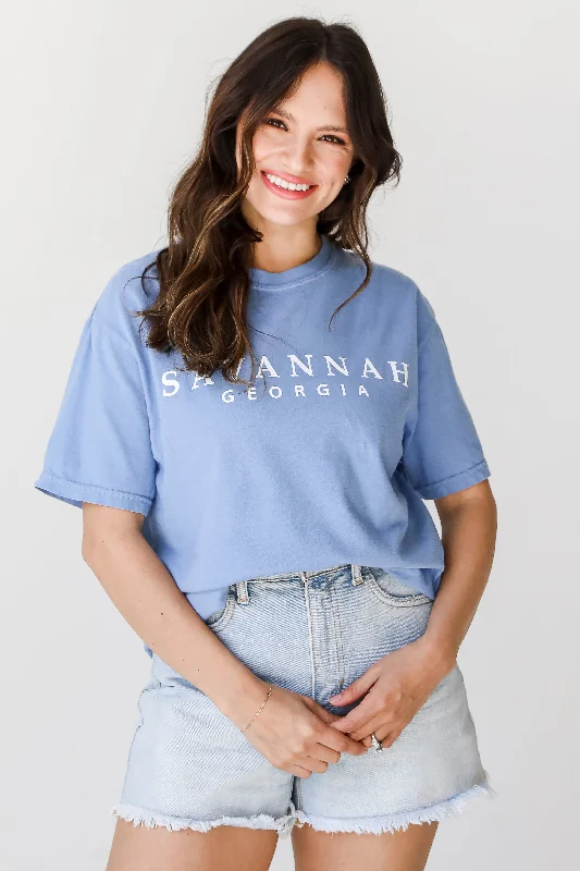 Women's Travel Apparel Blue Savannah Georgia Tee