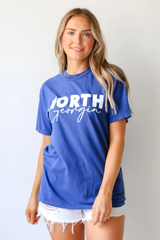 Women's Vintage Garments Blue North Georgia Script Tee