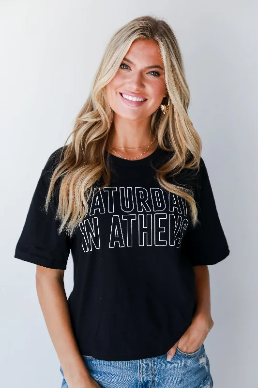 Women's Outerwear Garments Black Saturday In Athens Cropped Tee