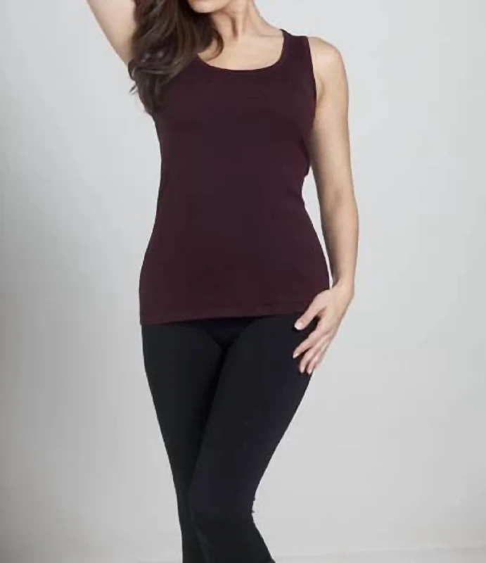 High-Quality Women's Fashion Dresses Bra-Friendly Tank Top In Burgundy