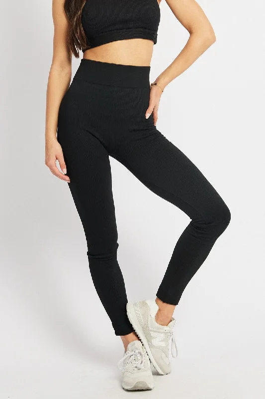 Latest Fashion for Women Black Fleece Leggings Seamless