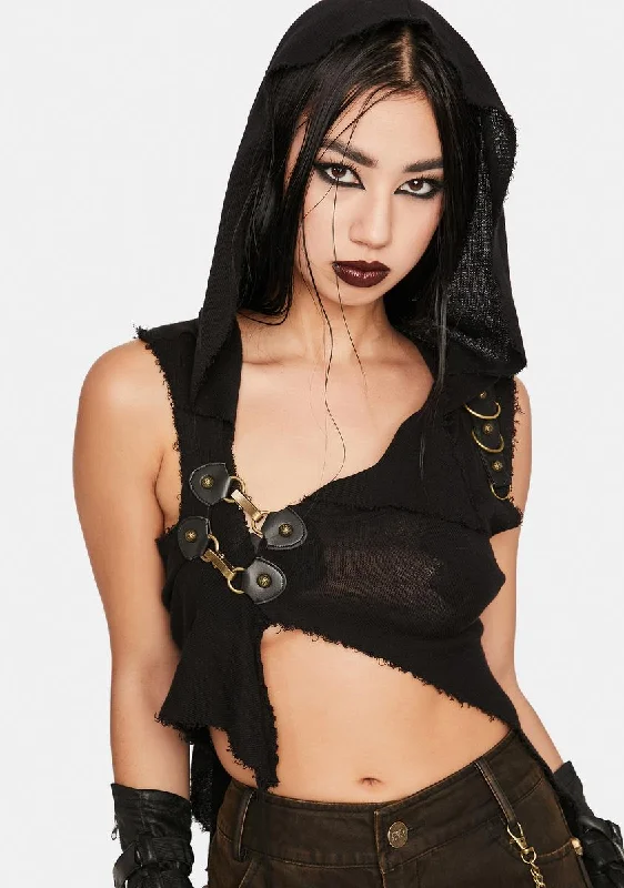 Online Clothing Stores Gothic Asymmetrical Hooded Top