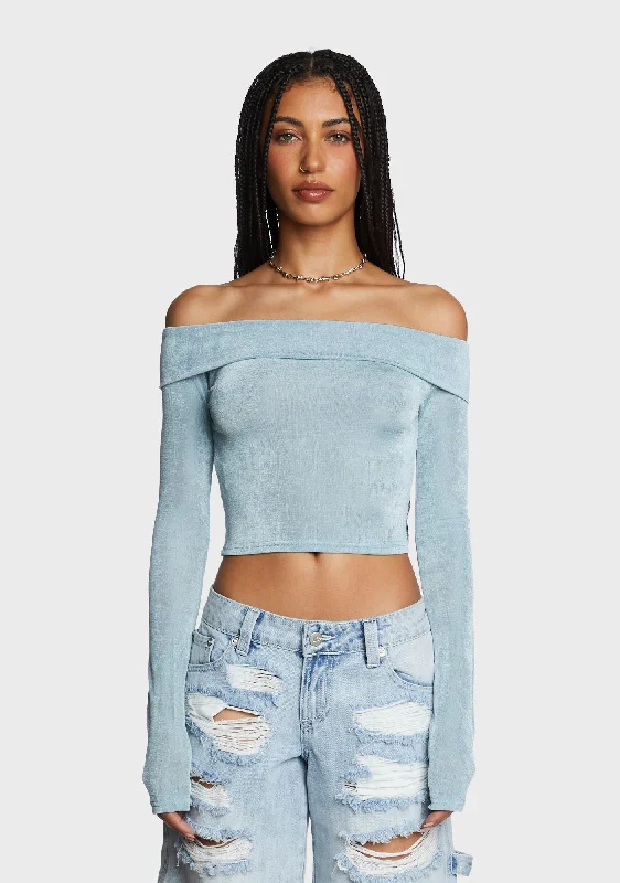 Women's Charming Outfit For Events With My Bestie Crop Top - Blue