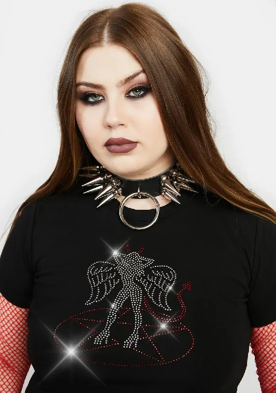 Online Clothing Boutiques Plus Pentagram Babe Rhinestone Graphic Tee