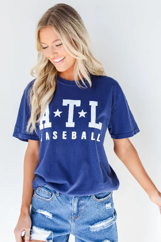 Vibrant Femme Fashion Navy ATL Baseball Star Tee