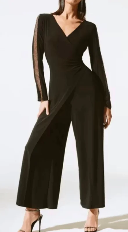 Premium Fabrics Jumpsuit Feminine Net Wrap In Black