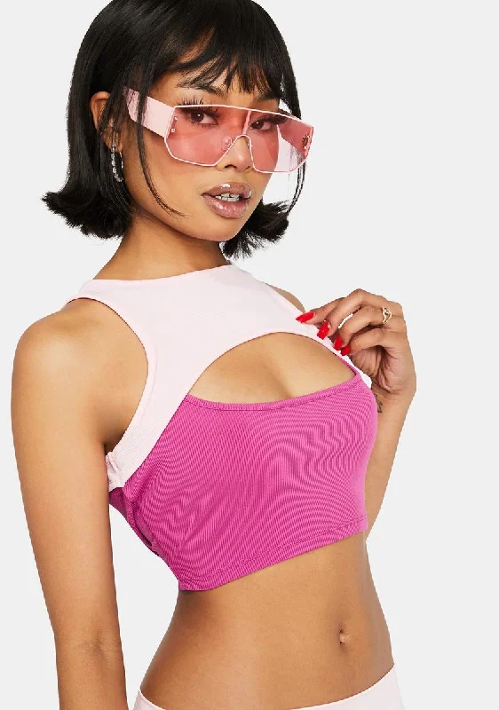 Trend Alert Candy Double The Trouble Two Tone Cutout Crop Top