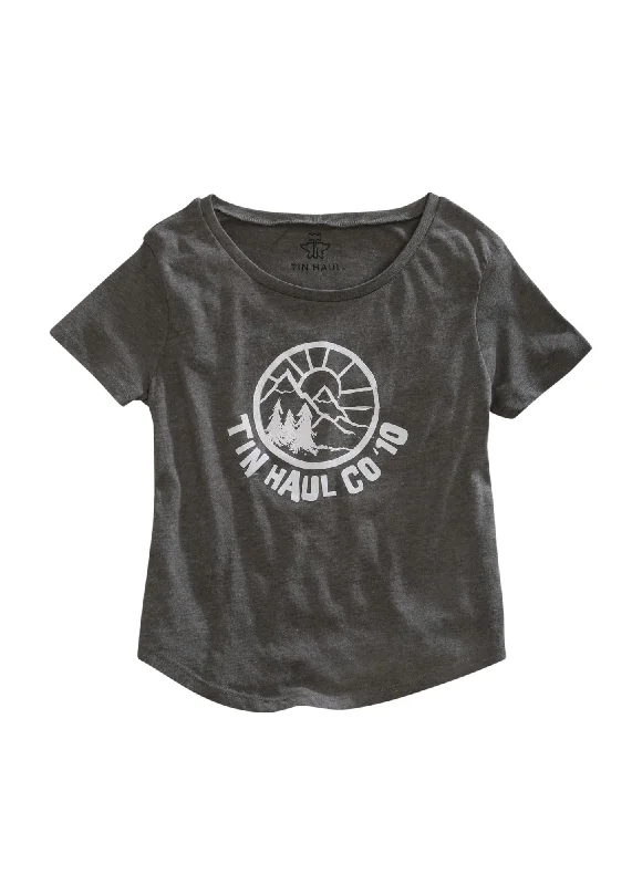 Chic Clothes For Women Tin Haul Womens Circle Mountain Scene Grey 100% Cotton S/S T-Shirt