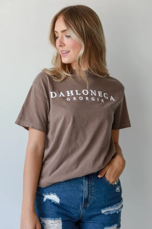 Women's Apparel And Garments Brown Dahlonega Georgia Block Letter Tee