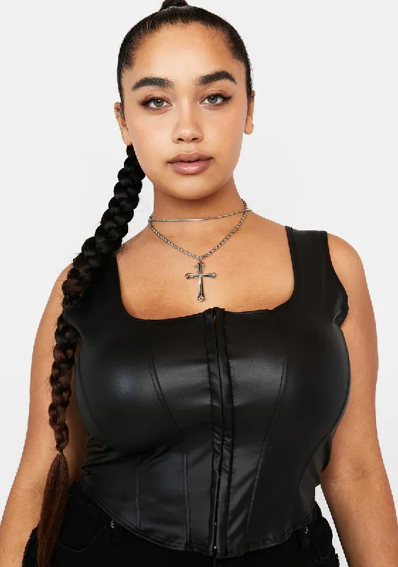 Colorful Clothing Plus Noir Total Judgement Corset Crop Top
