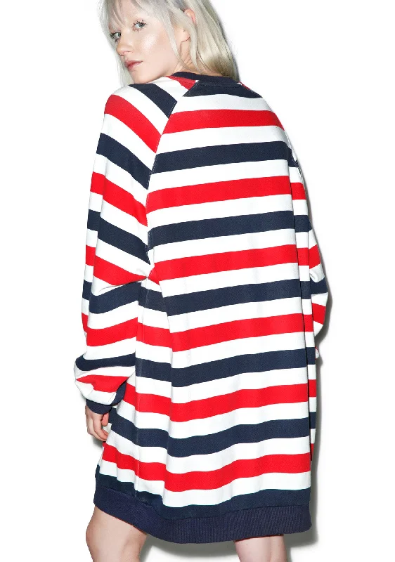 Comfortable Garments For Women Cola Stripe Sweatshirt