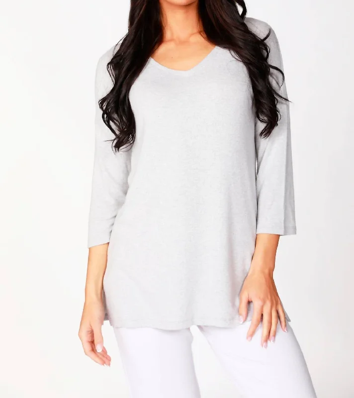 Casual Wear Tatiana Kashmira 3/4 Sleeve Tunic In Gray