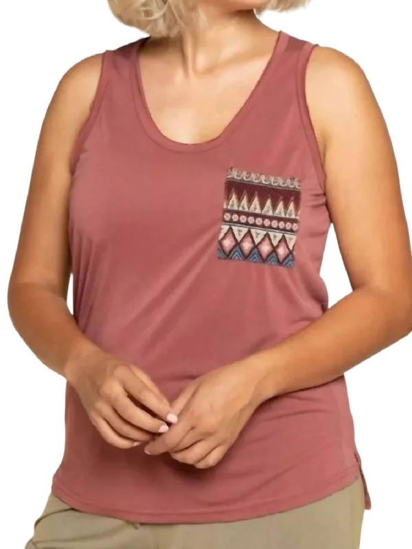 Clothing For Women Aztec Pocket Tank Top In Rust