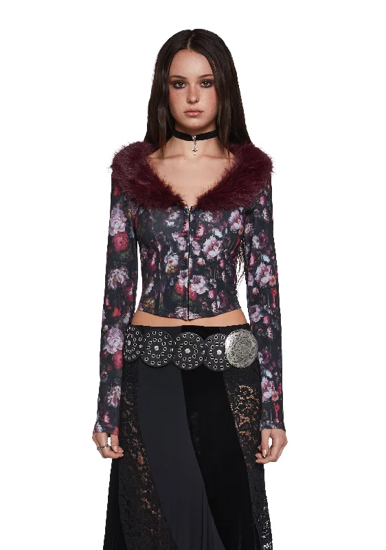 Big Sale Event Enchanted Inkwell Faux Fur Cardigan