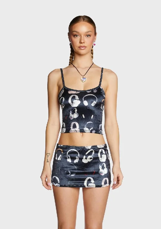 Comfortable Garments For Women Headphone Gorl Velvet Cami Top