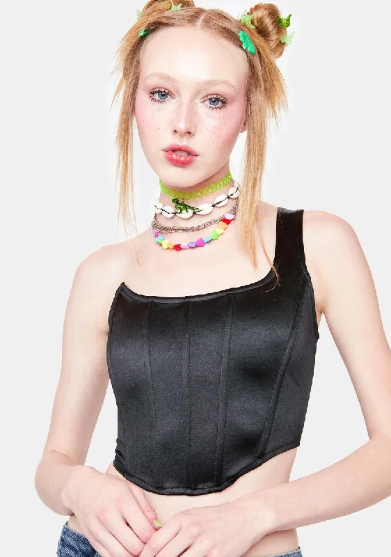 Women's Everyday Apparel Award Her Satin Corset Crop Top