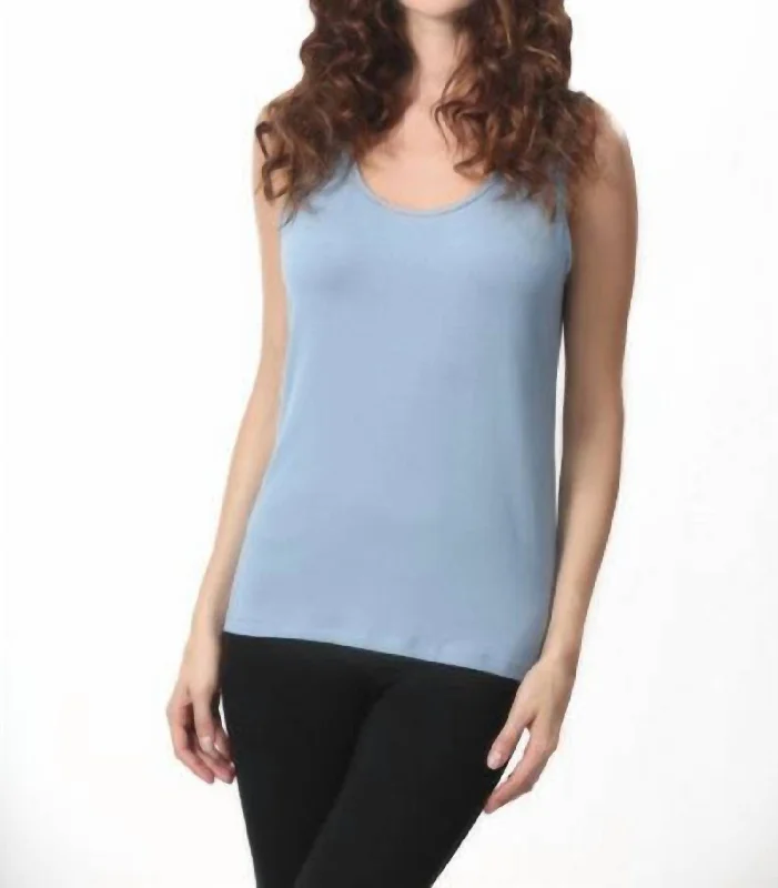Preppy Style Bra-Friendly Tank Top In Denim
