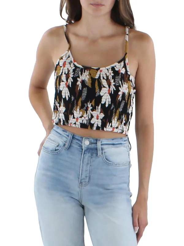 Everyday Wear Womens Floral Ribbed Tank Top