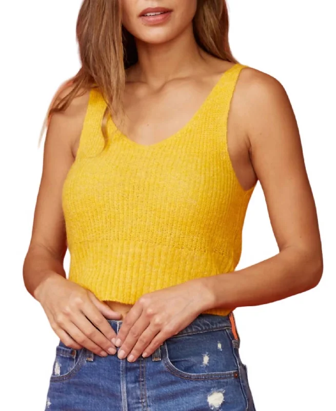 Latest Fashion for Women Mohair V-Neck Tank Top in Sunshine