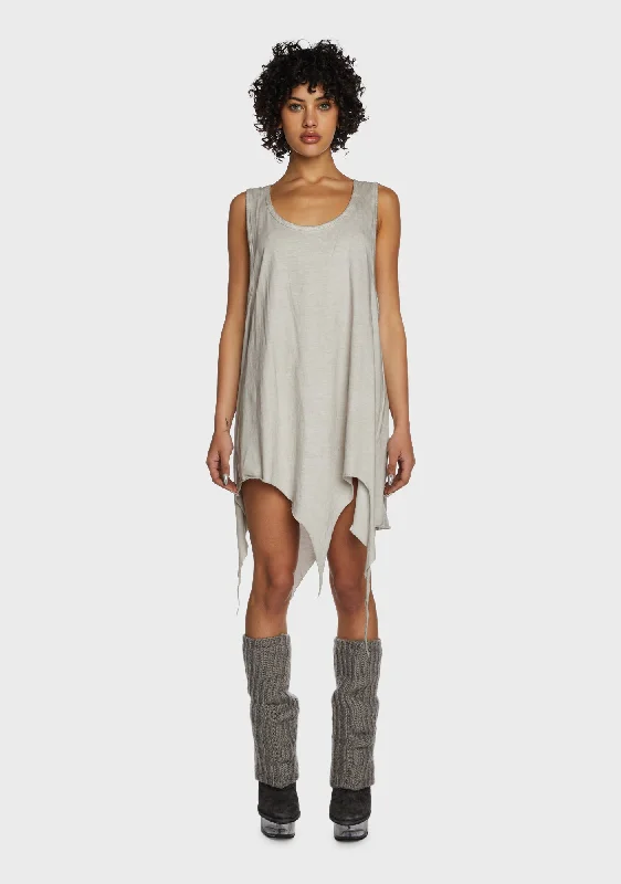 Women's Everyday Apparel Replay Unisex Sharkbite Oversized Tank Top - Ecru