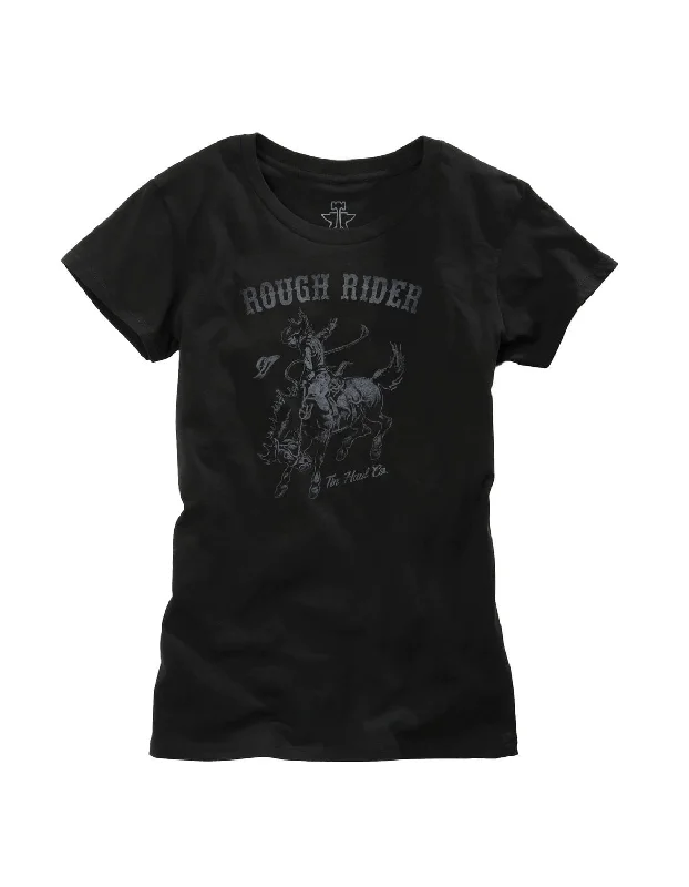 Unique Women's Fashion Pieces Tin Haul Womens Black 100% Cotton Rough Rider S/S T-Shirt