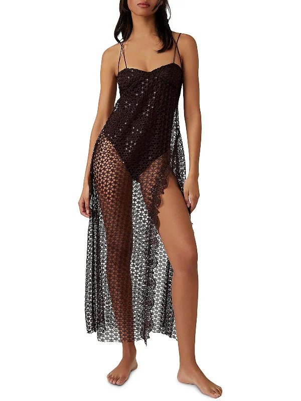 Women's Transitional Attire Womens Lace Overly Sequined Bodysuit