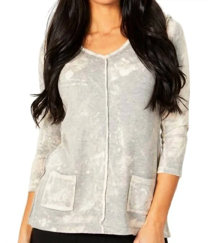 Luxury Fashion Bleach V-Neck Pocket Tunic In Marble (A/s)