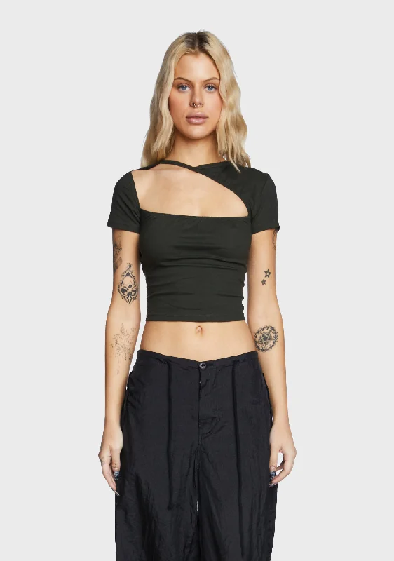 Women's Office Outfit Desiree Crop Top - Black Forest