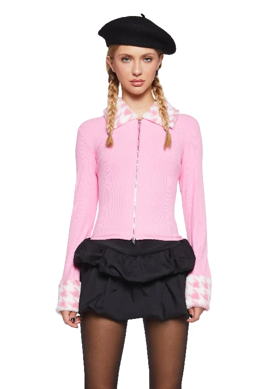 VIP Member Discount Posh Poise Zip-Up Cardigan - Pink