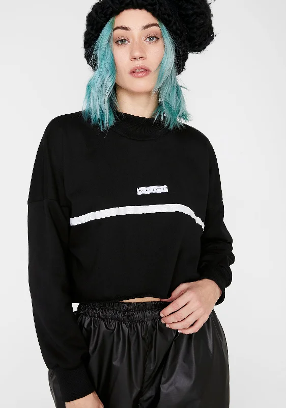 Fashion Essentials High Neck Stripe Crop Sweatshirt