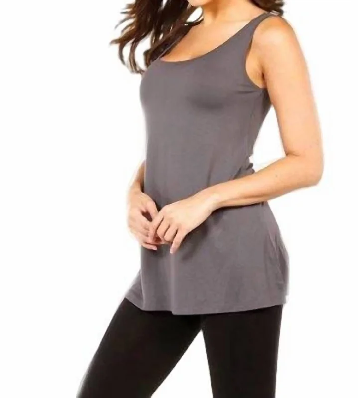 Rocker Chic Fashion Bra-Friendly Tank Tunic In Gray