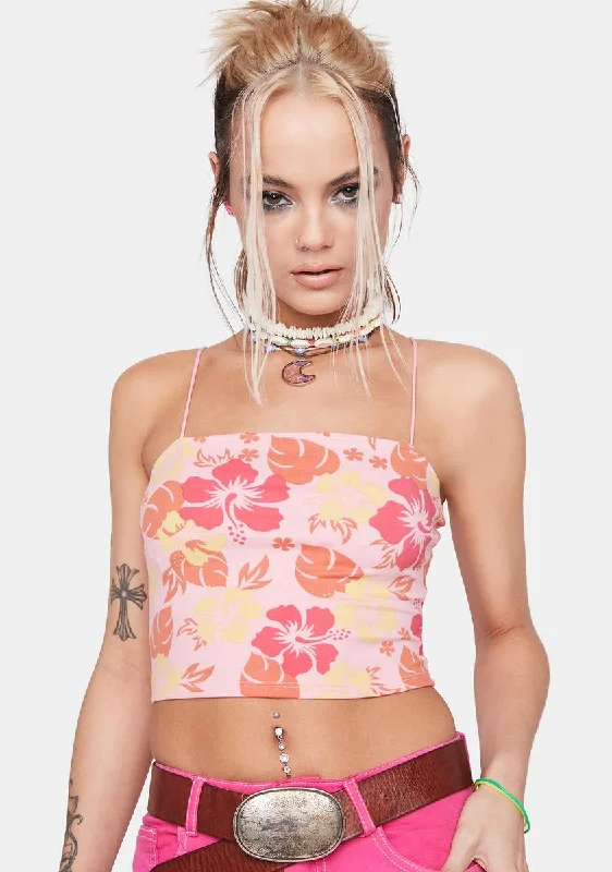 Urban Femme Streetwear Sweet Tropical Topics Hibiscus Cami Top