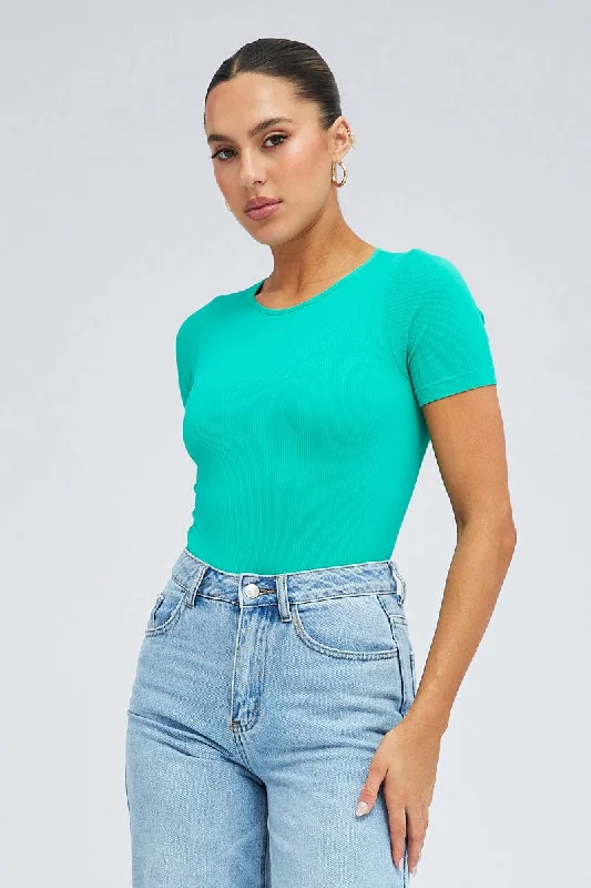 Women's Holiday Outfit Jade Bodysuit Short sleeve Crew neck Seamless