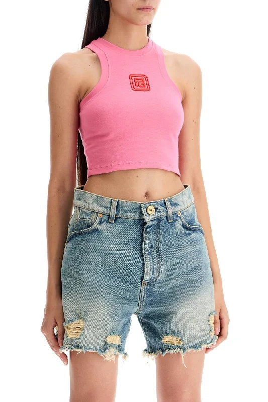 Day To Night Styles Balmain "embroidered Crop Top With