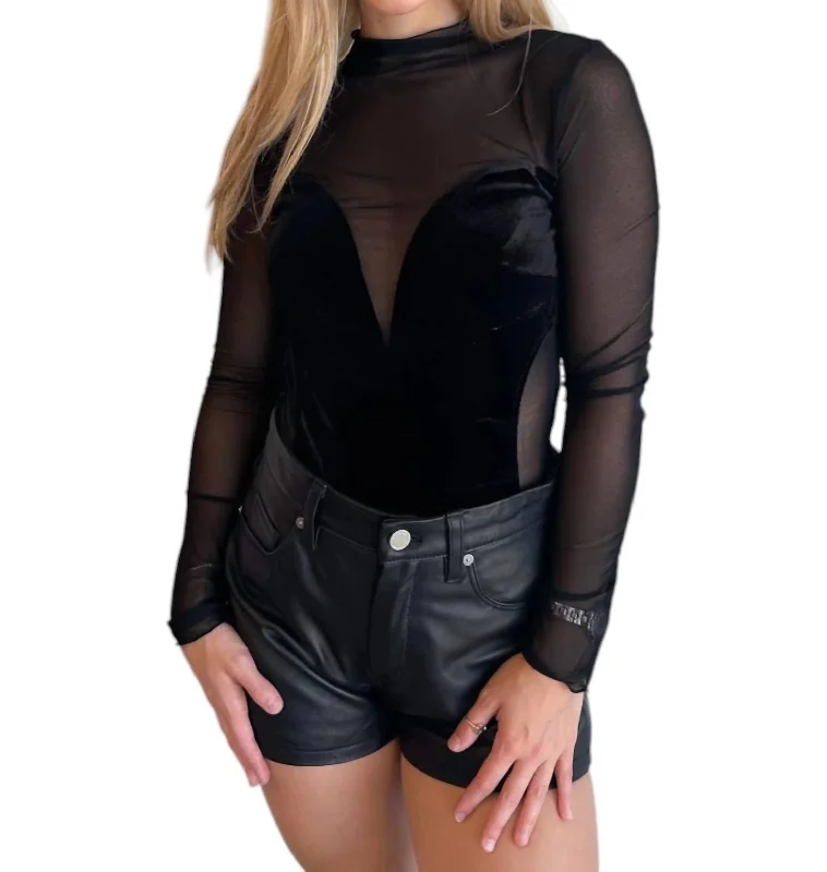 Women's Outerwear Garments Evening Elegance Mesh Bodysuit In Black