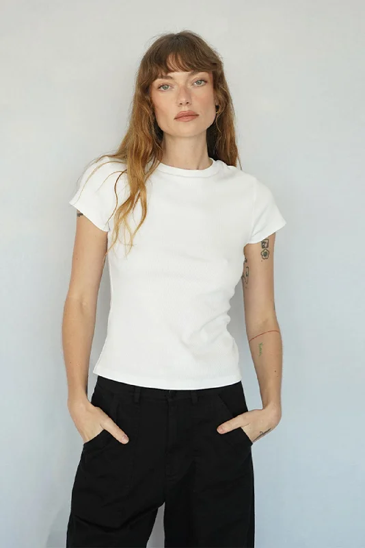 Women's Professional Apparel Fitted Cotton Rib Crew Tee - White