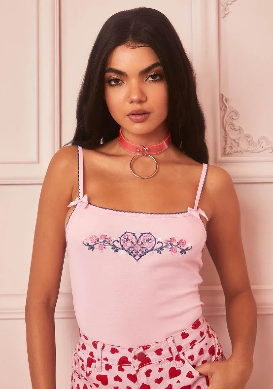 Women's Charming Outfit For Events Soulful Gardens Embroidered Tank Top