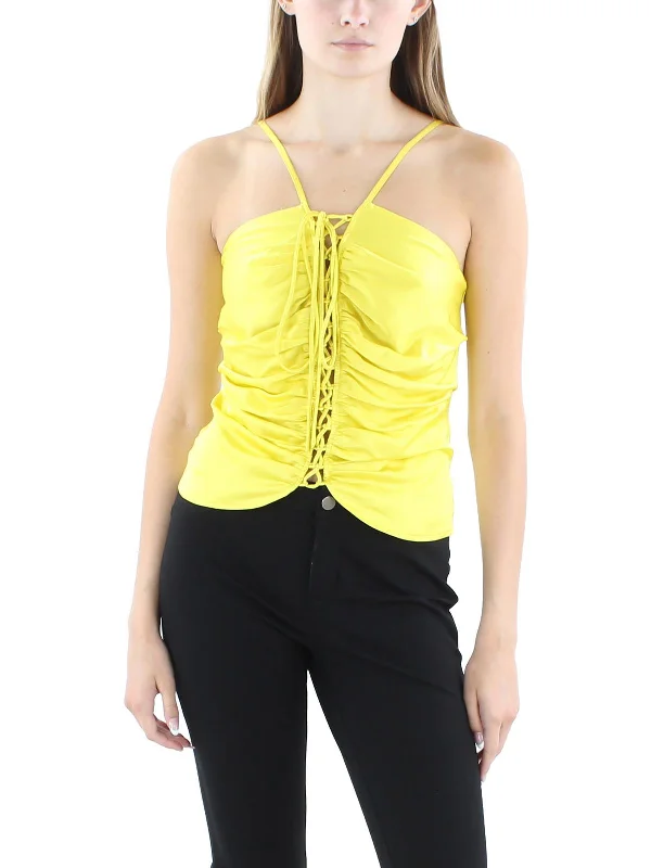 Women's Clothing Brands Womens Lace-Up Front Strappy Tank Top