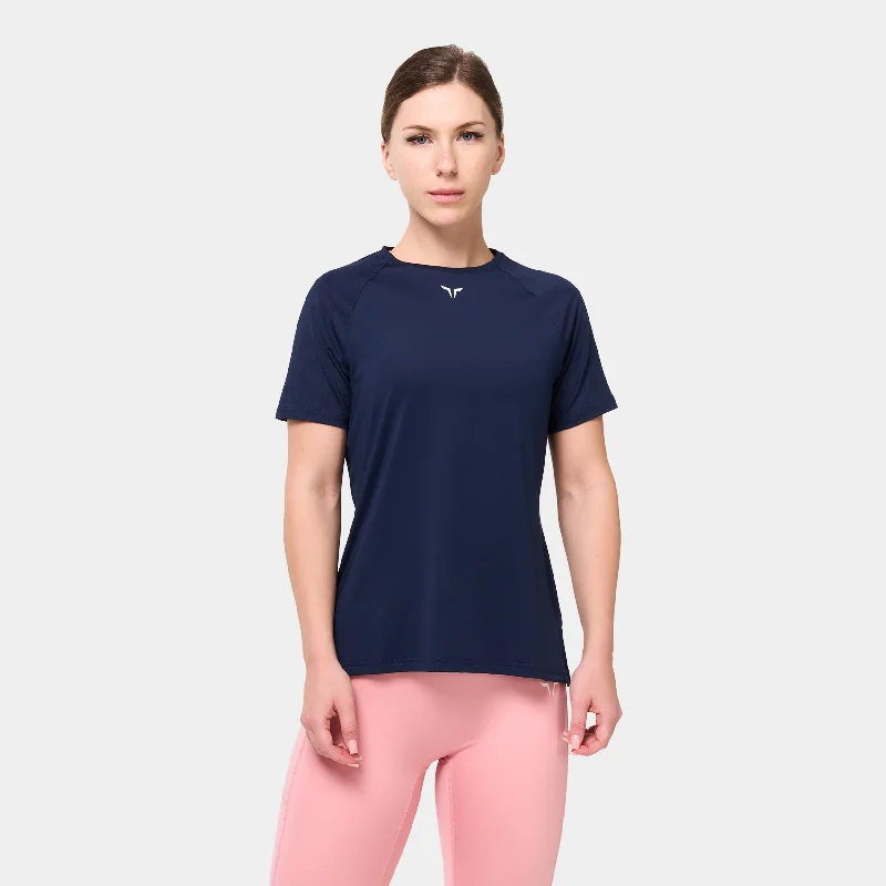 Women's Active Outfit For Fitness Weightless Tee Monogram Sleeve - Navy