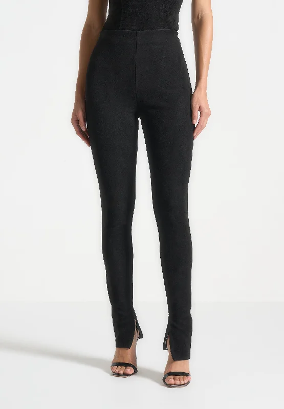 Women's Clothing Sale Online Suede Leggings - Black