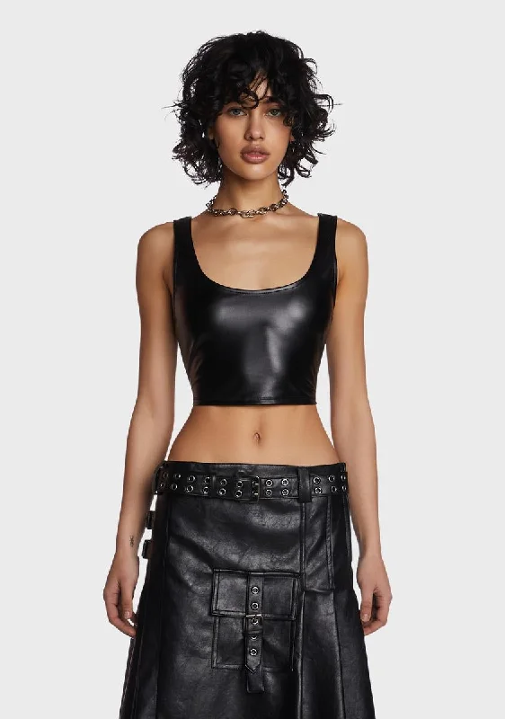 Versatile Outfits Back To Life Vegan Leather Tank Top