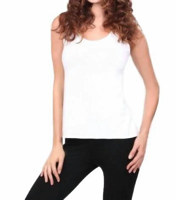Chic Casual Style Bra Friendly Tank Top In White