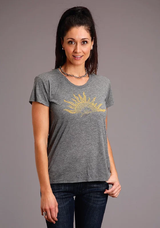 Women's Workout Garments Stetson Womens Grey Poly/Rayon Gold Sun S/S T-Shirt