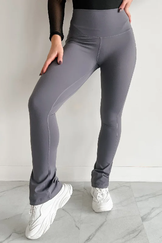 Premium Fashion Curvy Confidence High Rise Flare Legging (Charcoal)