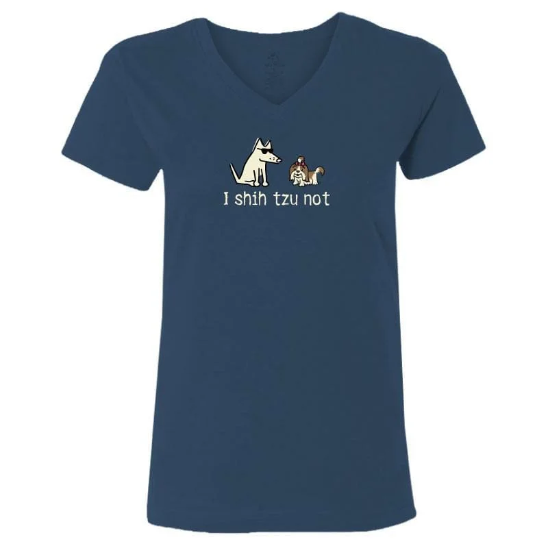 Women's Plus-Size Attire I Shih Tzu Not - Ladies T-Shirt V-Neck