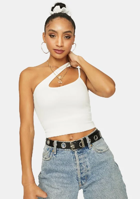 Trendy Fashion For Women Chill Location Sent Asymmetrical Crop Top