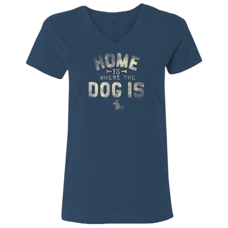 Women's Garments Home is Where the Dog Is - Ladies T-Shirt V-Neck