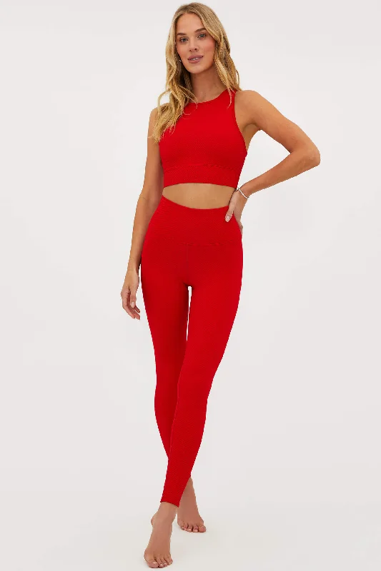 Preppy Style Piper Legging Merry Red Waffle