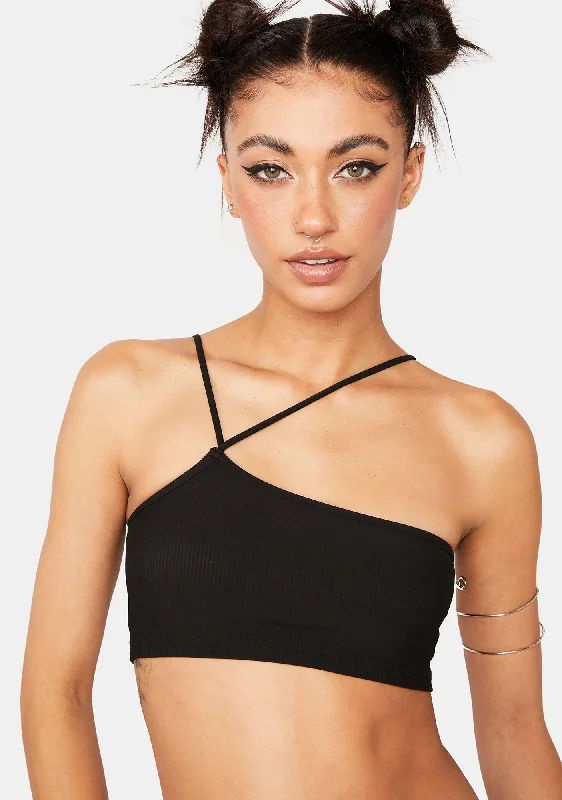 Trendy Boutique Online Asymmetric Ribbed Crop Top